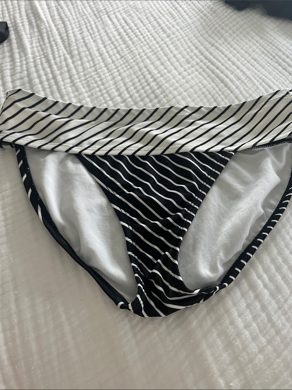 Athleta Black and White Striped Bikini Bottom